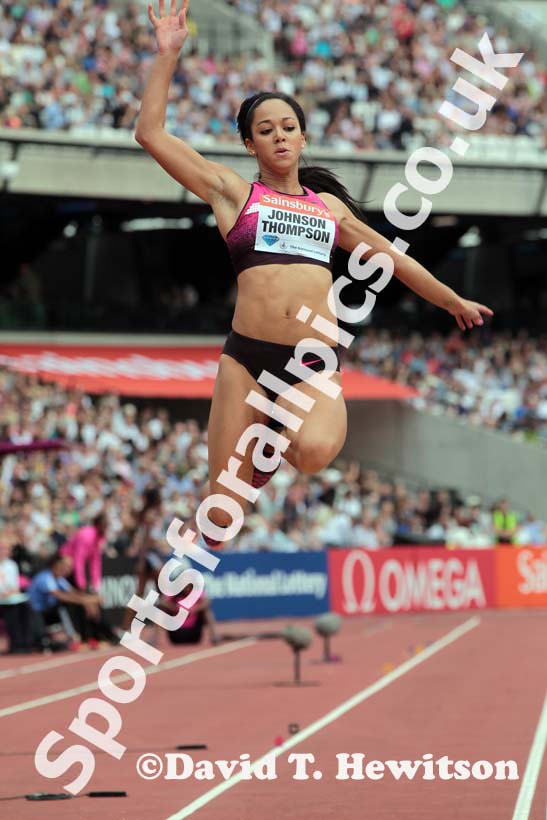 Katarina Johnson-Thompson winner of the long jump at the  2013 IAAF Diamond League, Sainsbury's Anniversary Games, Queen Elizabeth Olympic Park, London.